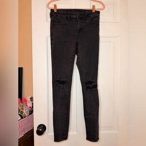 American Eagle Outfitters Black Distressed Skinny Jeans
